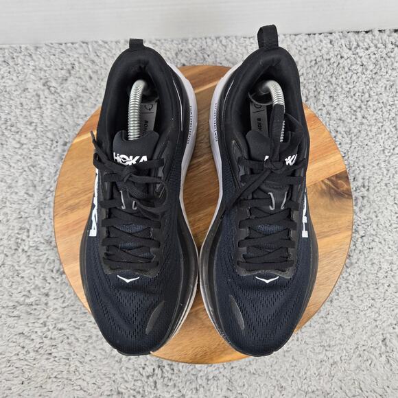 Hoka One One Mens 9.5D Bondi 8 Black White Athletic Daily Gym Road Running Shoe - Picture 5 of 12